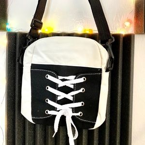 Fashion lace up color block crossbody bag